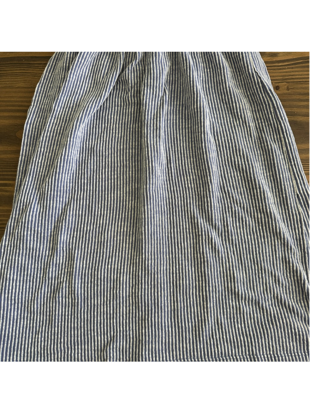 Caution to the Wind Dress Women’s S Blue White Stripe Seersucker Midi Tie Front - Picture 6 of 9